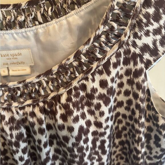 Kate Spade Brown and White Smocked Blouse - Picture 4 of 6